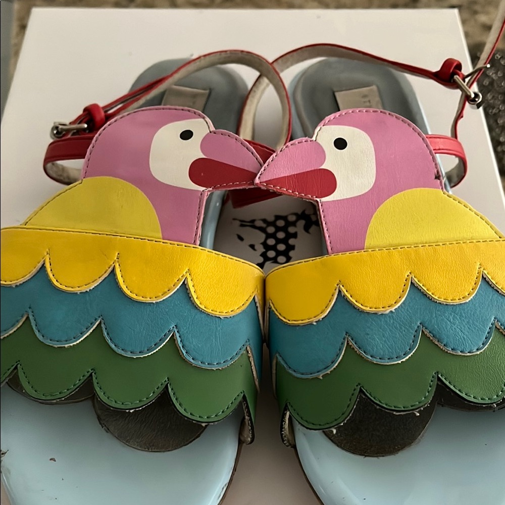 Stella McCartney Pink and Yellow Sandals with Penguin Design